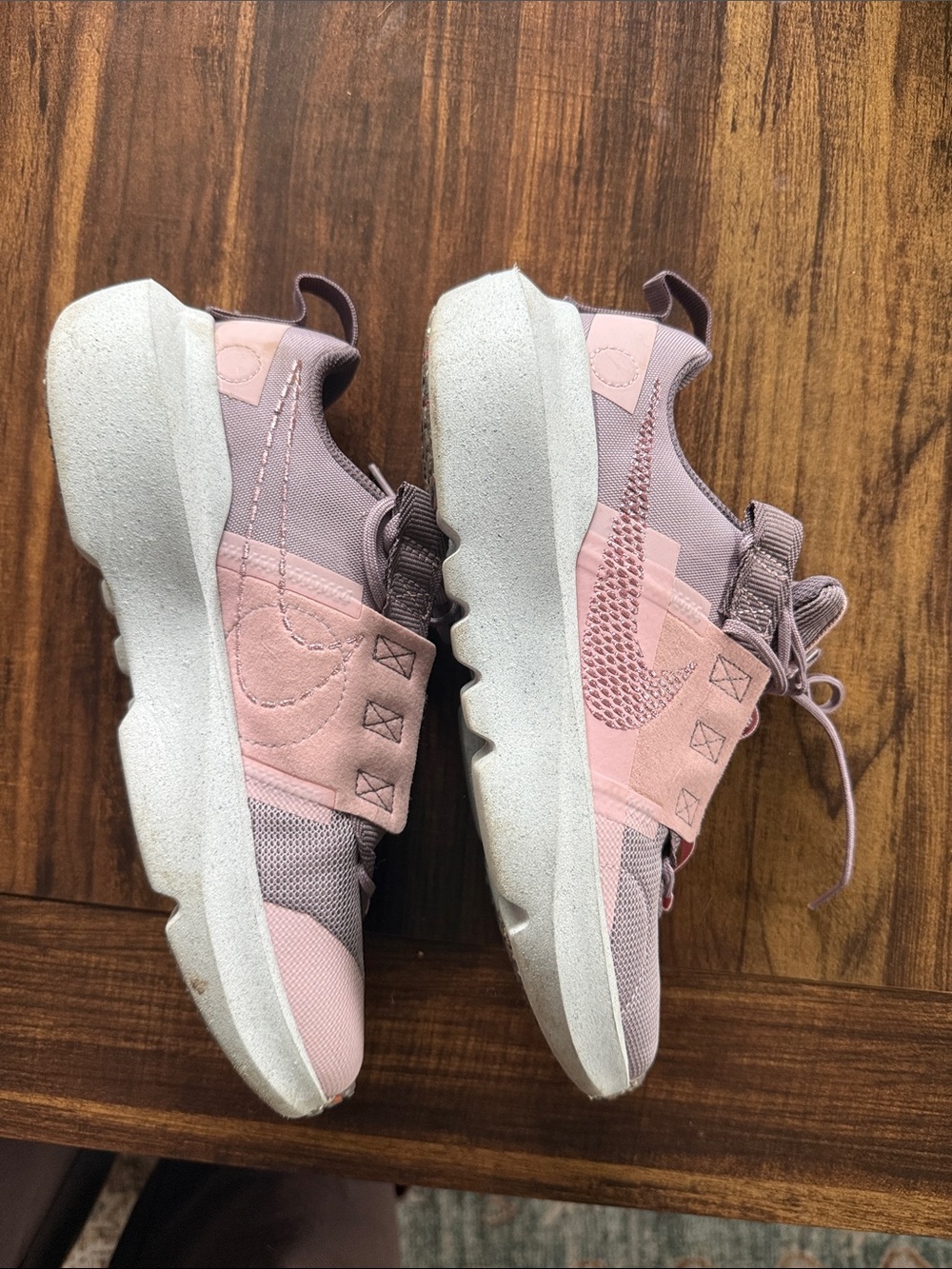 Nike Women's Pink and Mauve Knit Strap Sneakers